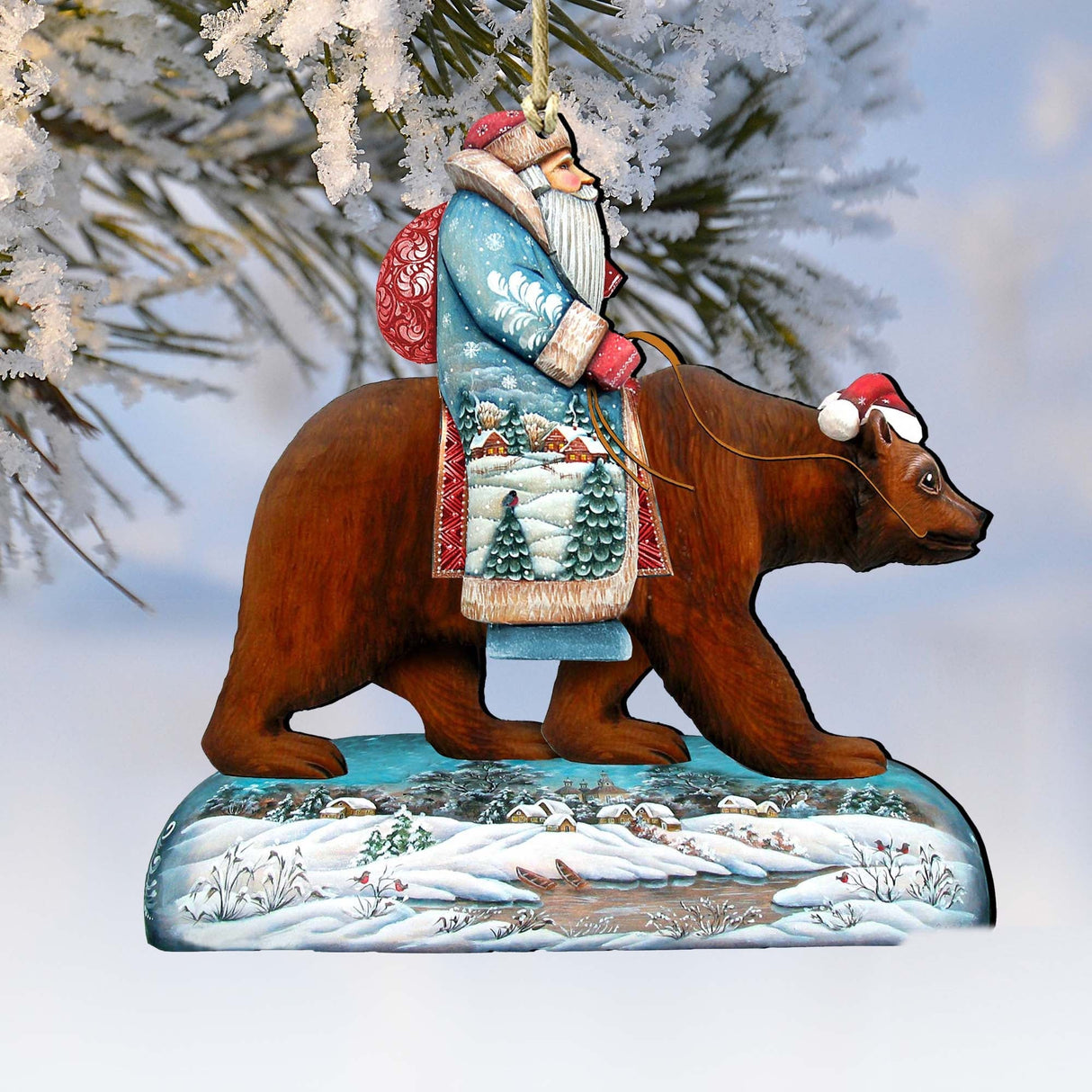 Santa On Grizzly Bear Ornament by G. DeBrekht - Christmas: Santa Snowman Decor - 8151128