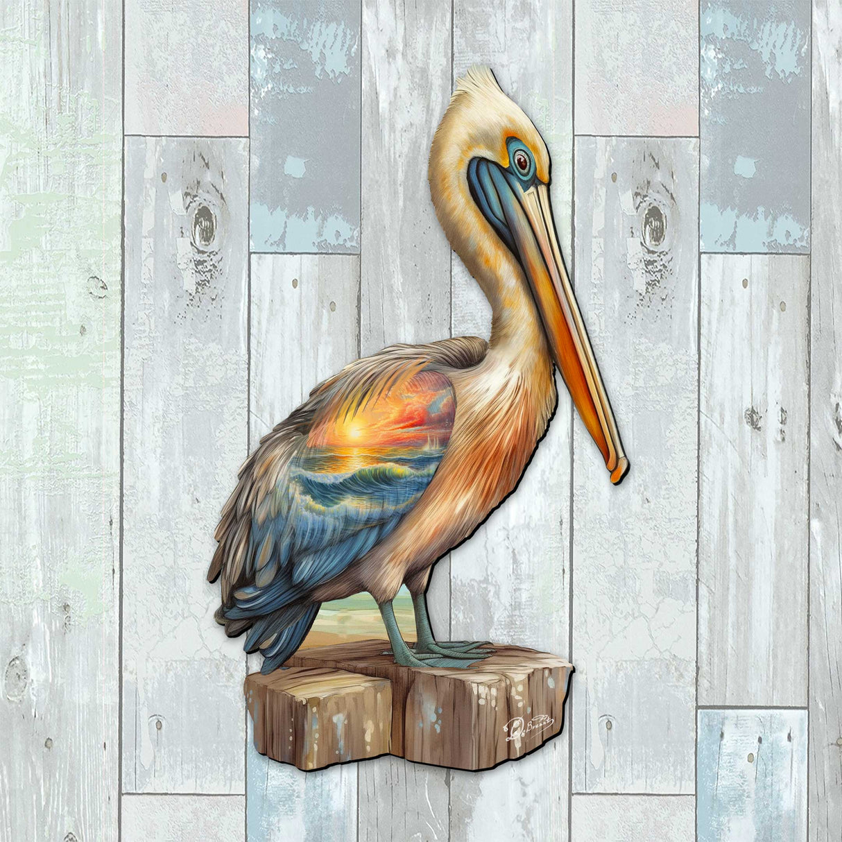 Coastal Pelican Outdoor Door Decor by G. DeBrekht - Coastal Holiday Decor - 8652801H