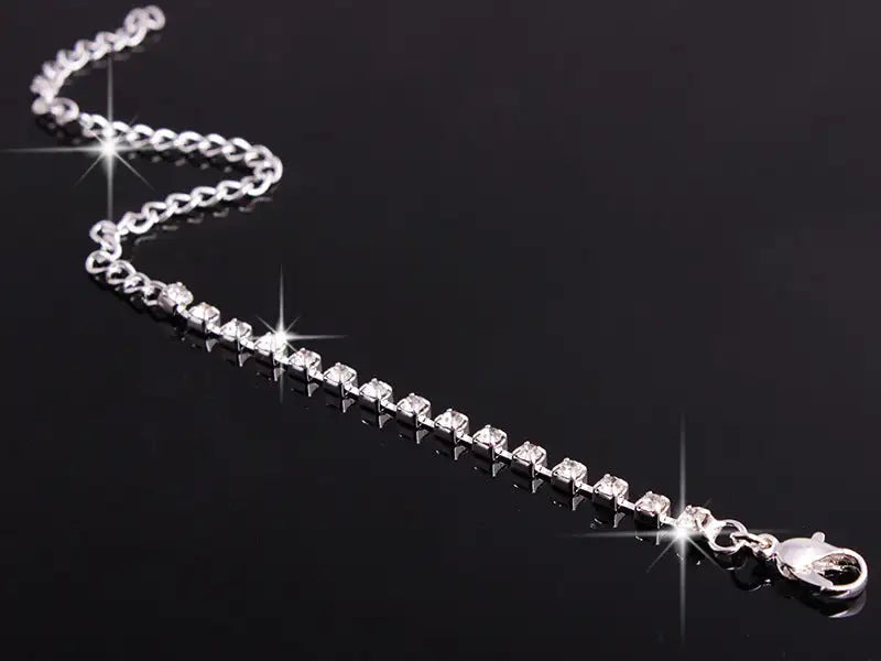 4 Pieces Rhinestones Necklace Set With Earrings Ring And Bracelet Fashion Jewelry For Women - Lootquake