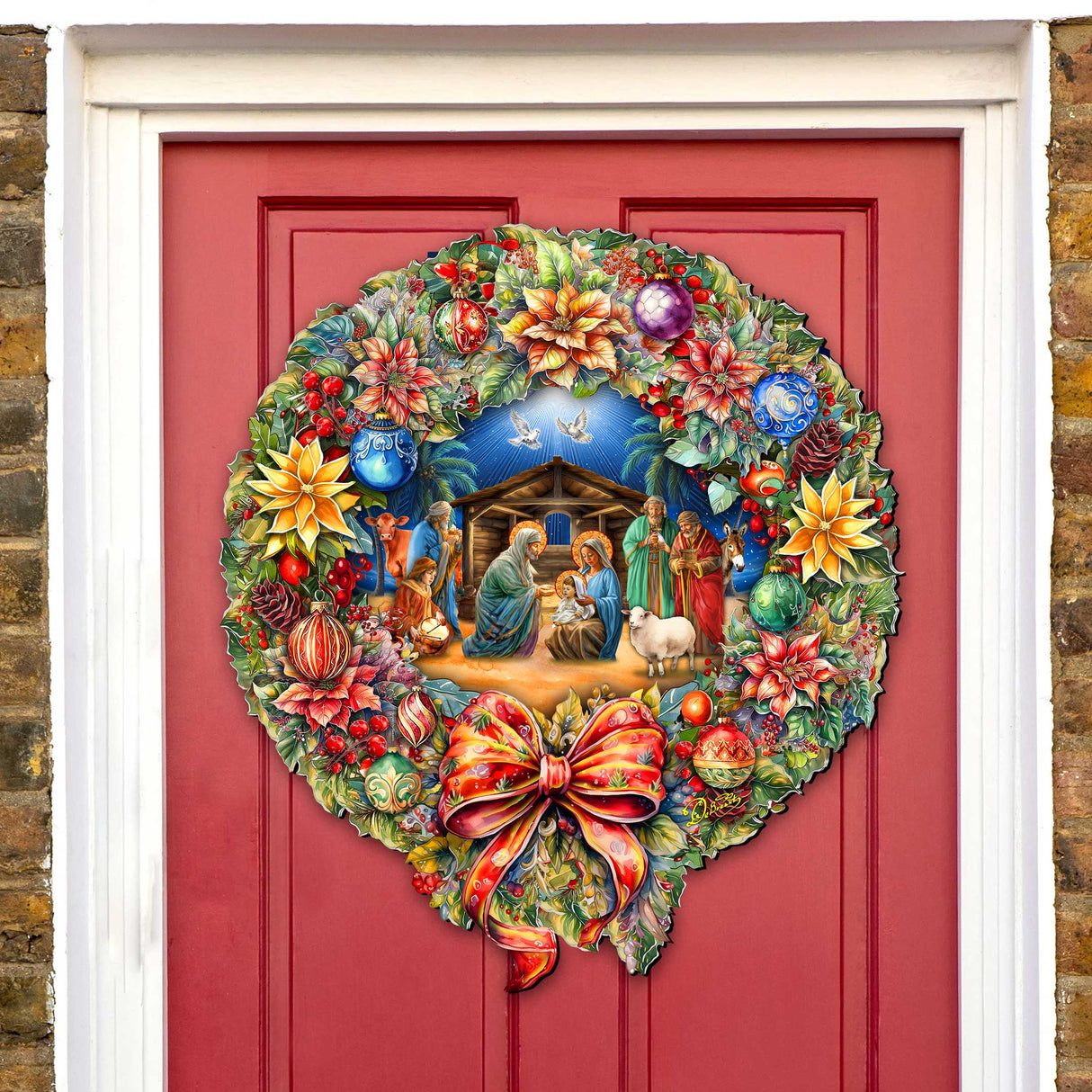Nativity Wreath Holiday Door Decor by G. Debrekht - Nativity Holiday Decor - 8652805H