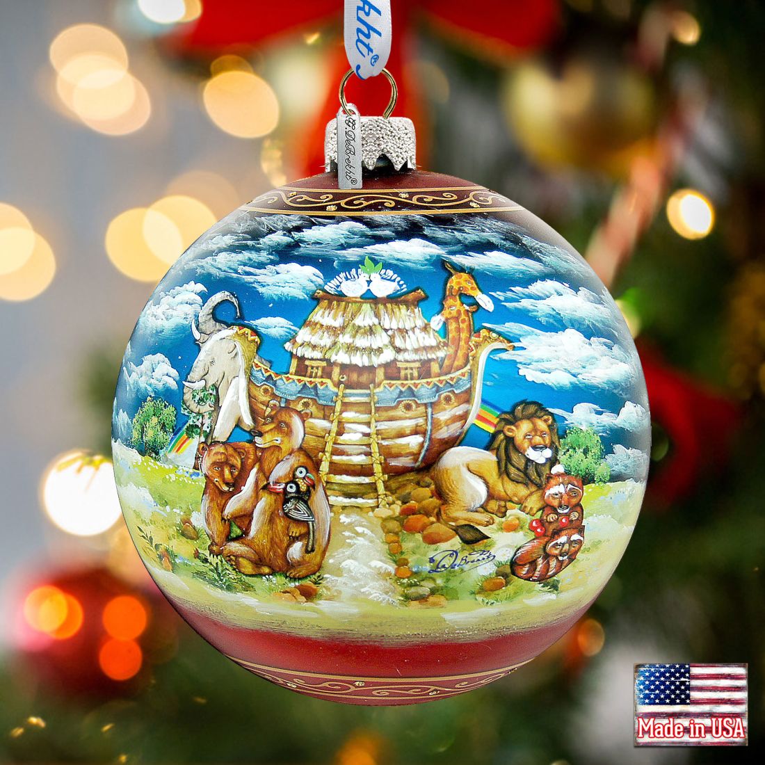 Noah's Ark Ball Glass Ornament Limited Edition by G. DeBrekht - Nativity Holiday Decor - 73859