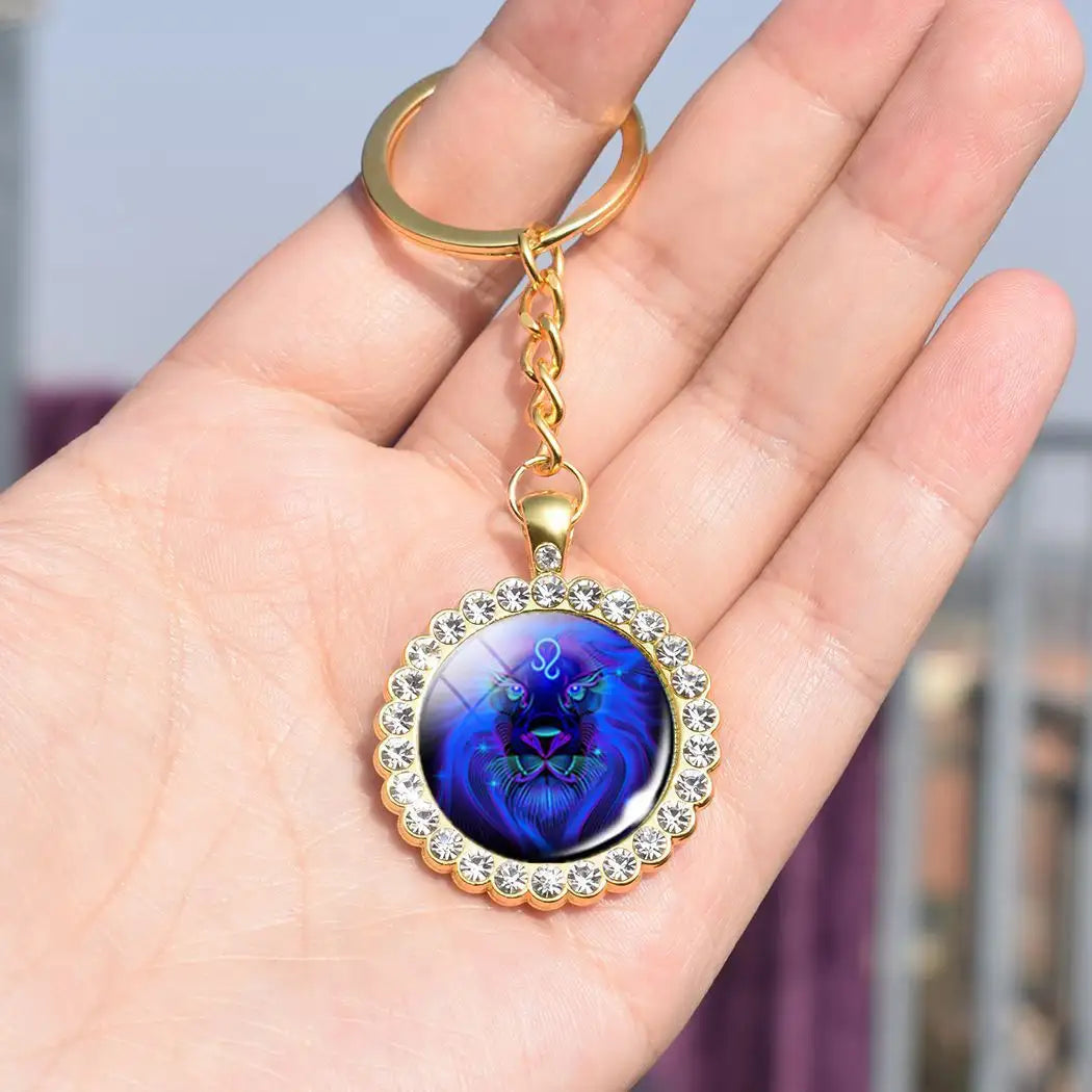 Blue Purple Glass Diamond Keychain Constellation Pendant - Lootquake