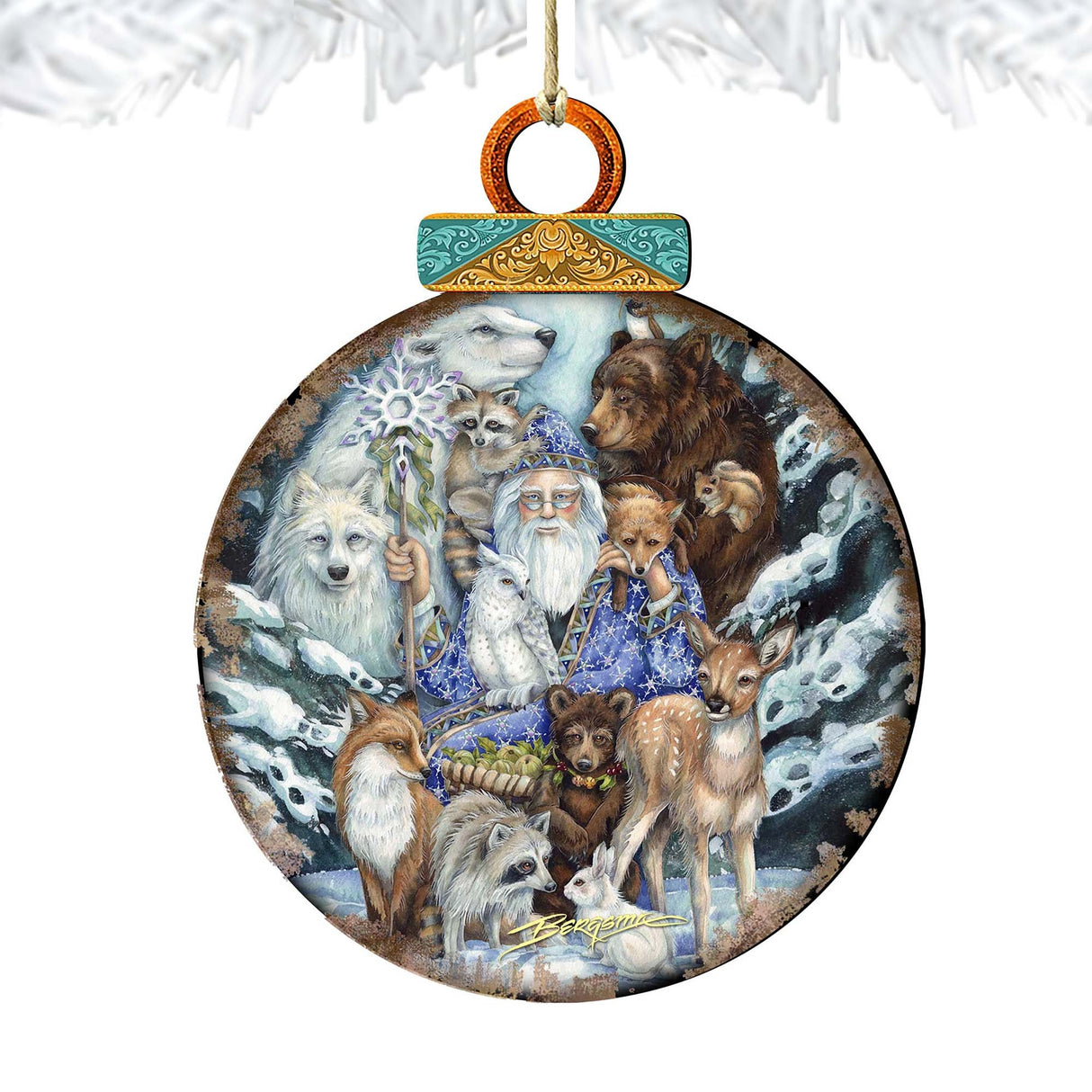 Adornos de madera de Papá Noel "Reúnanse en paz" de J. Bergsma - Decoración navideña - 8591968-JB