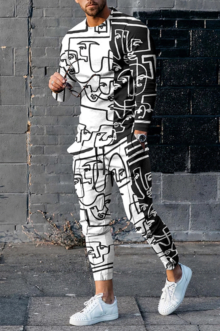 European And American Multi-color Long Sleeve Casual Sports Men Suit - Lootquake