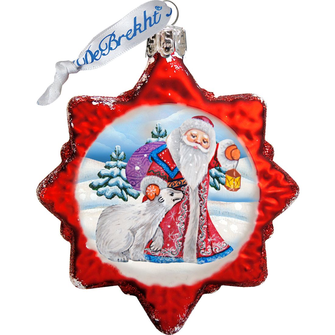 Juego de 3 adornos de vidrio de Santa Mercurio de G. DeBrekht - Decoración navideña de muñeco de nieve de Santa Claus - 770133S3