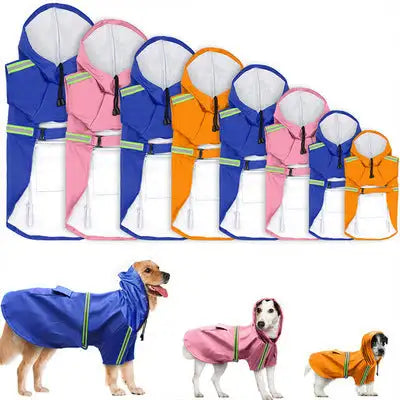 Spring and summer new dog raincoat waterproof cape dog reflective raincoat large dog raincoat - Lootquake