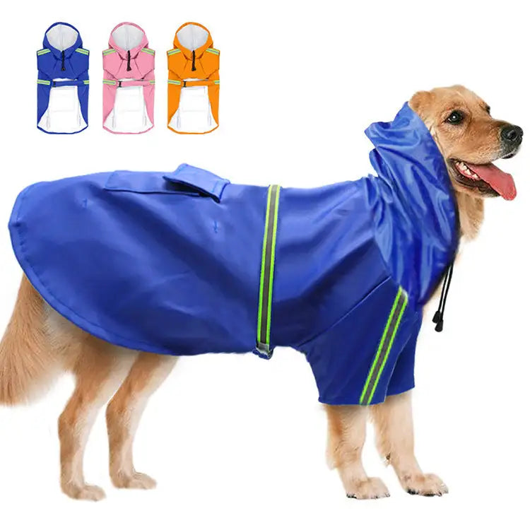 Spring and summer new dog raincoat waterproof cape dog reflective raincoat large dog raincoat - Lootquake