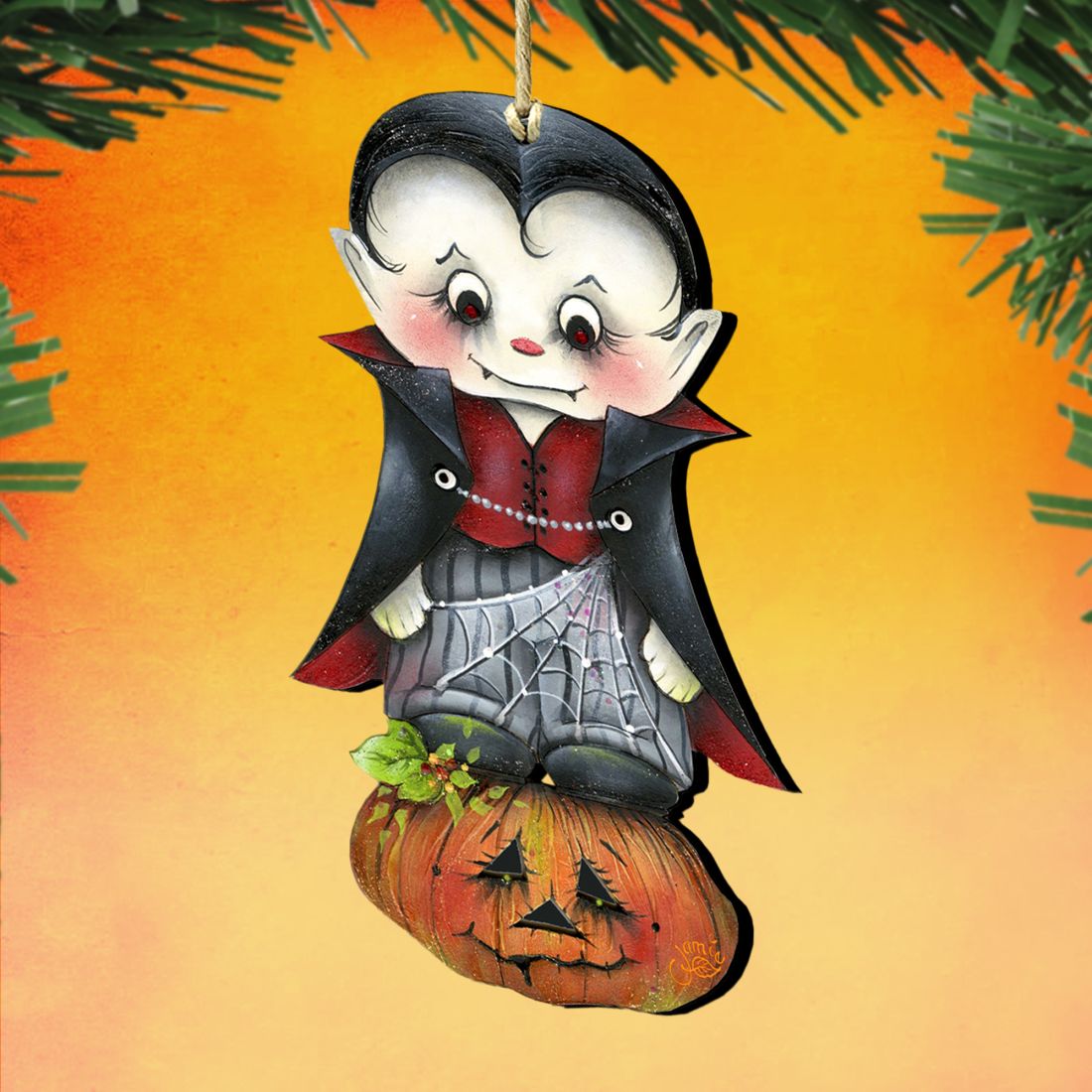 Dracula Wooden Ornaments Halloween by Jamie Mills-Price - Thanksgiving Halloween Decor - 8457401