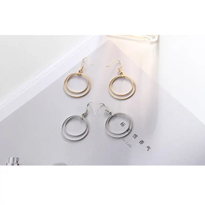 Metal Double-layer Geometric Small Circle - Lootquake