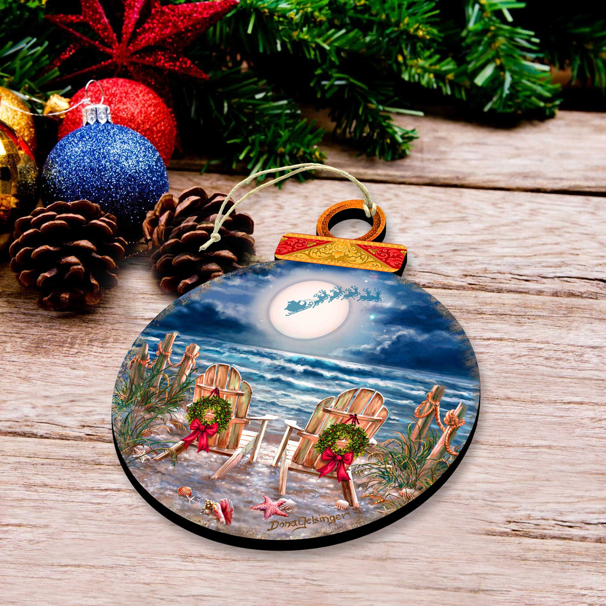 Moonlight Christmas Holiday Wooden Ornaments by D. Gelsinger - Christmas Decor - 8652817-DG