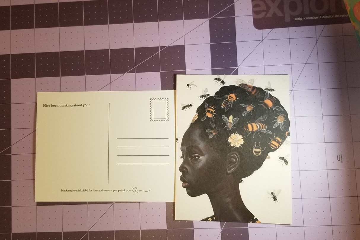 "Hive Mind" – Bee and Bloom Postcard | Botanical Art Print
