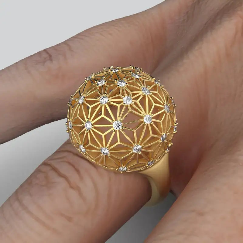 Hollow Spherical Diamond-studded Ring Design - Lootquake
