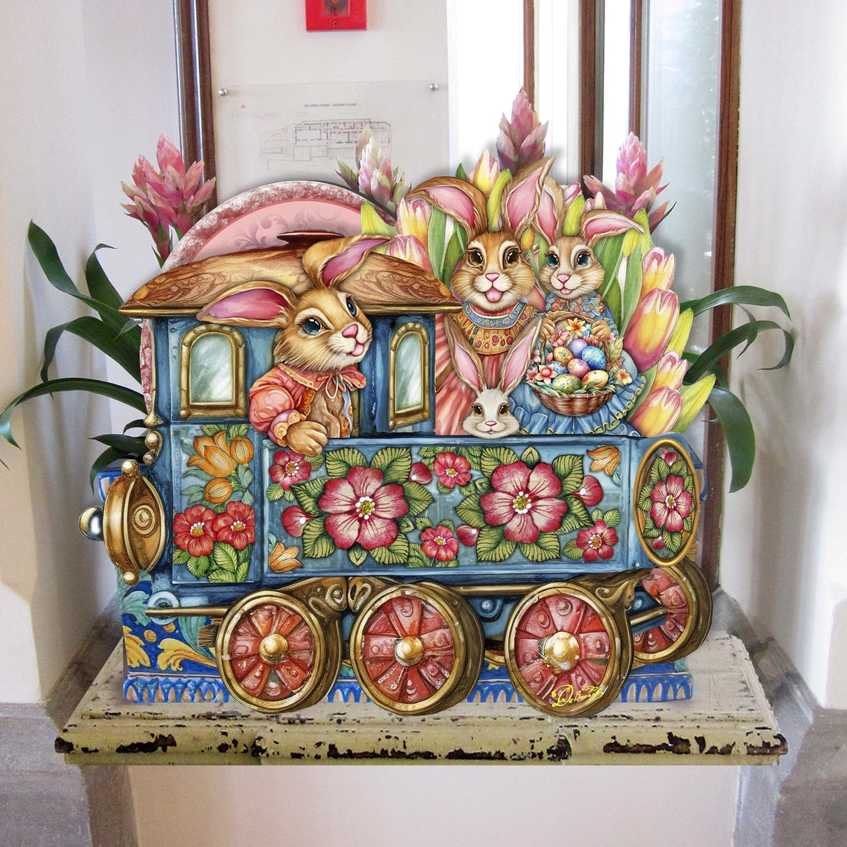 Easter Bunny Train Holiday Door Decor by G. Debrekht - Easter Spring Decor - 8652781H