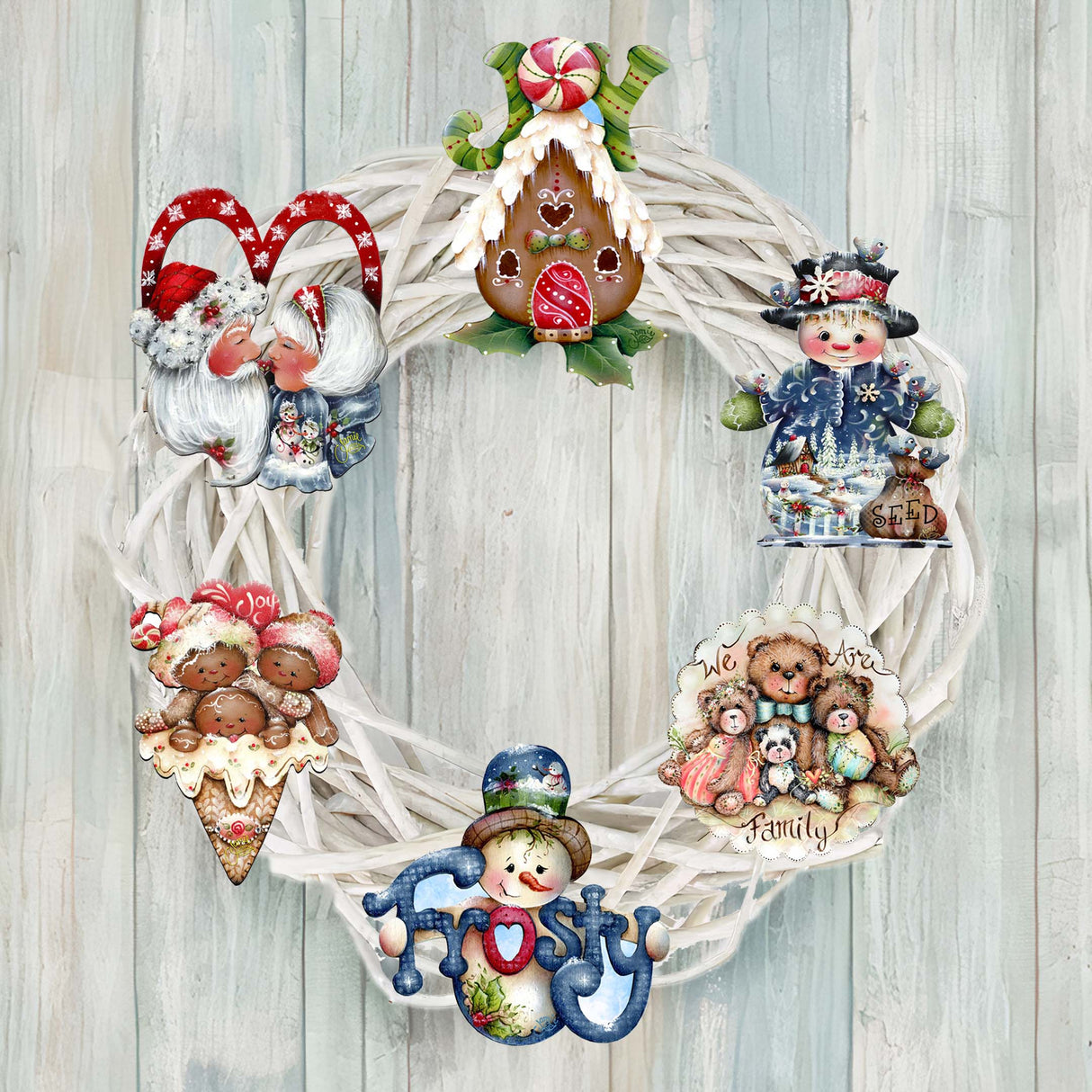 Merry Christmas Decorative Wooden Clip-on Ornaments Set of 6 by Jamie Mills-Price - Christmas Decor - 8090136C-S6