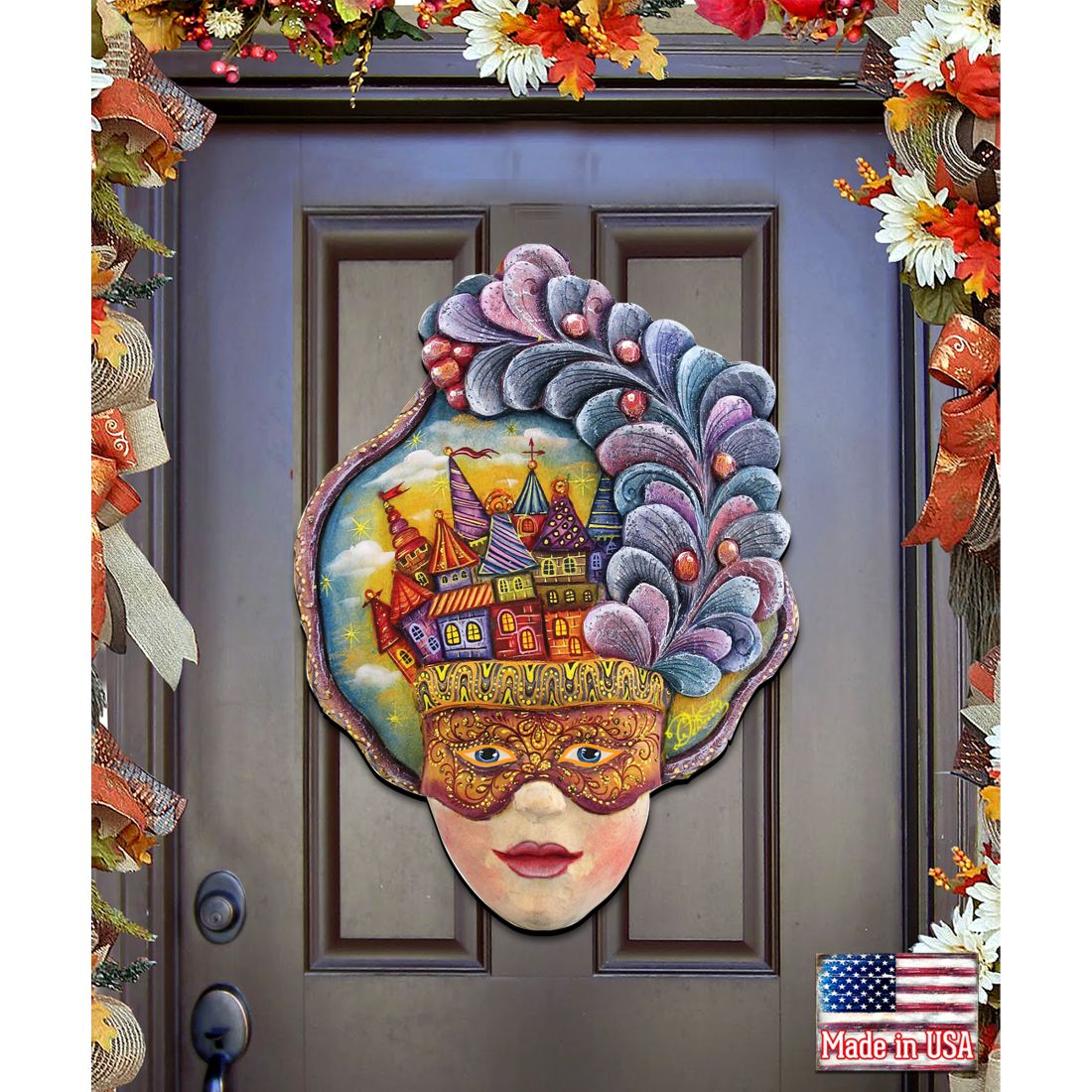 Carnival Mask Halloween Door Decor by G. DeBrekht - Thanksgiving Halloween Decor - 8161038H