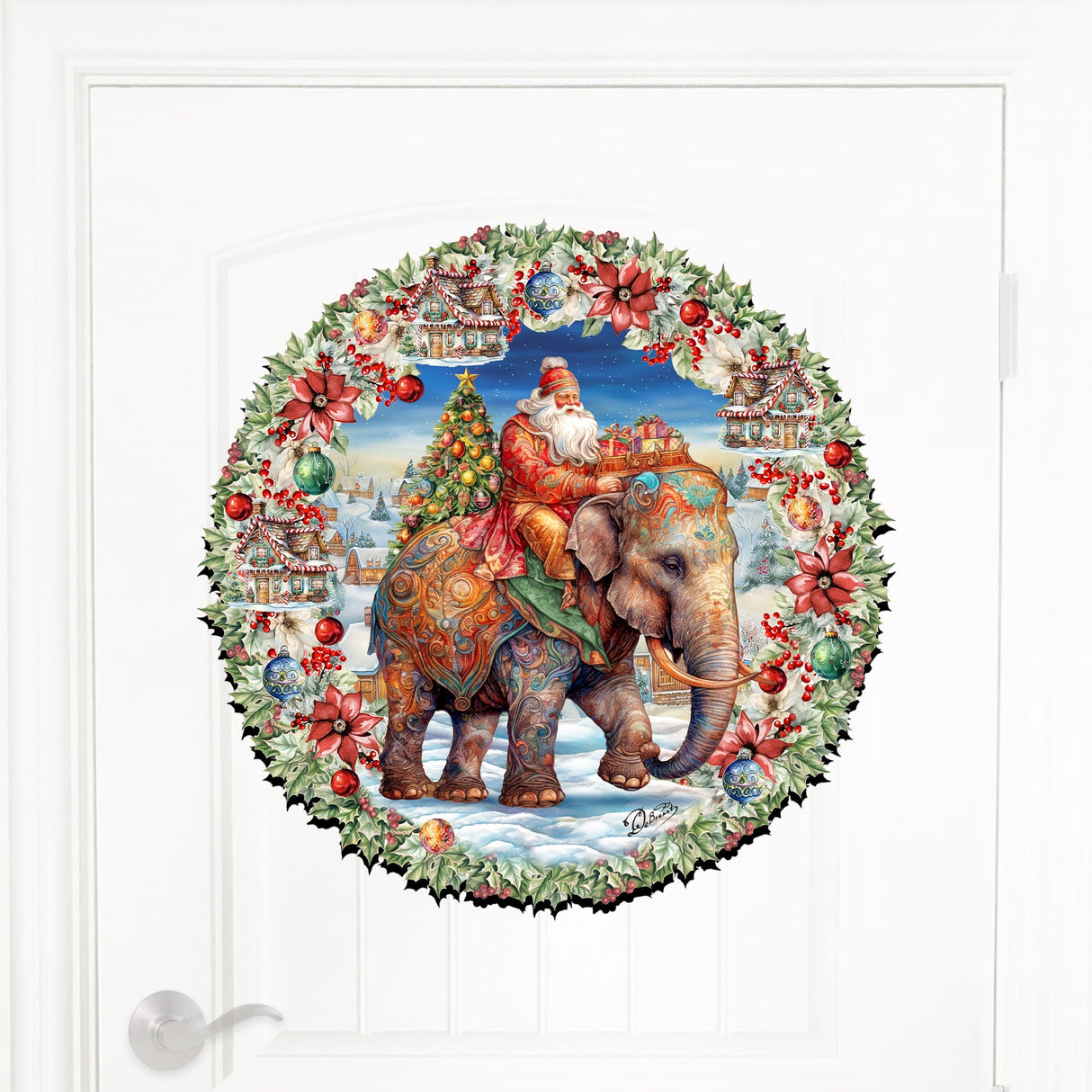 Decoración navideña para puerta con Papá Noel y elefante de G. Debrekht - Decoración navideña - 8611043H