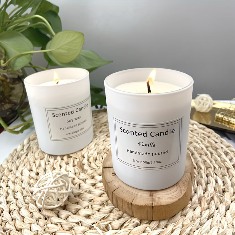 6 Bottles, Scented Candle, 150g (5.29oz) Smokeless Candle, 45 Hours Burning Time, Vanilla, Jasmine, Lavender, Home, White Glass Gift Box, Wedding, Birthday, Halloween, Thanksgiving, Christmas, Mom, Friend, Wife Sister Women H