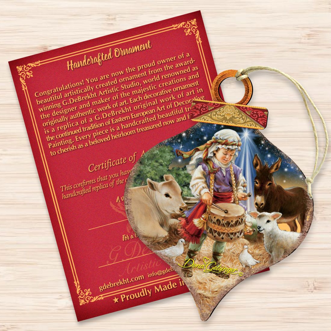 Adornos de madera con forma de tambor de Gelsinger - Decoración navideña - 8031151-9720