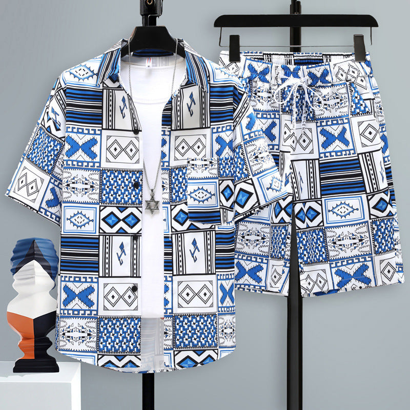 Men's Short-sleeved Suit Youth Student Leisure Sports Cool Shorts Two-piece Set - Lootquake