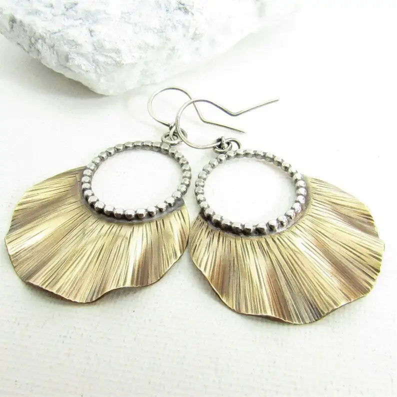 European And American Fashion Leaf Two-tone Earrings - Lootquake