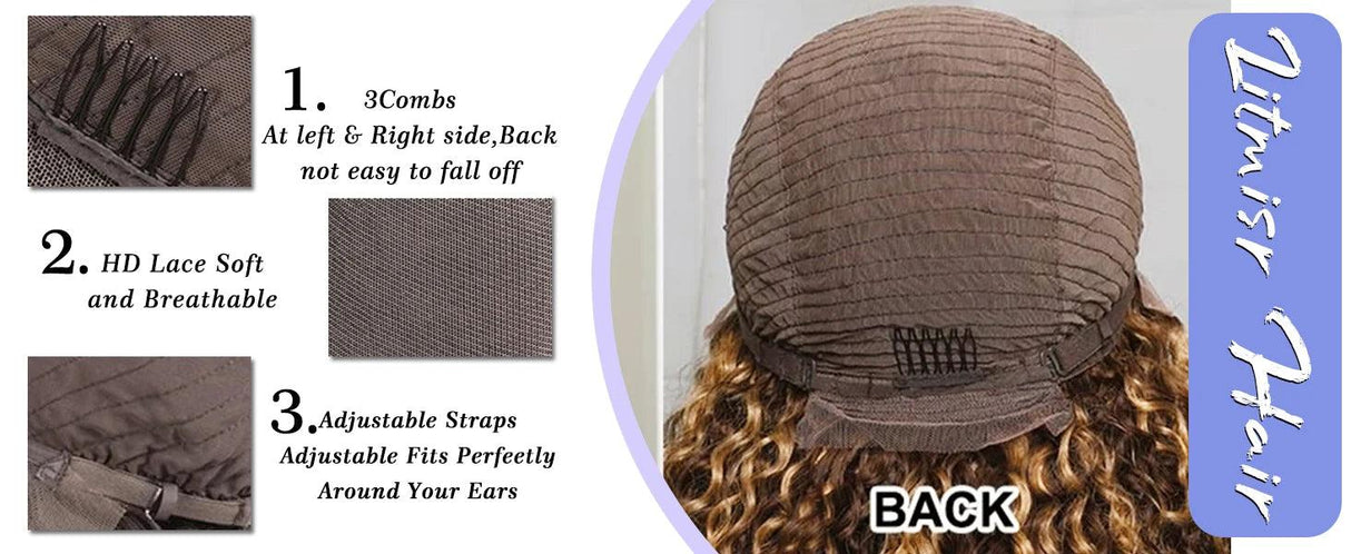 4/27 Highlight Ombre Deep Wave HD Lace Front Wig 180 Density Curly 30 nch 13x5 Brown 13x6 Lace Frontal Human Hair Wig Brazilian