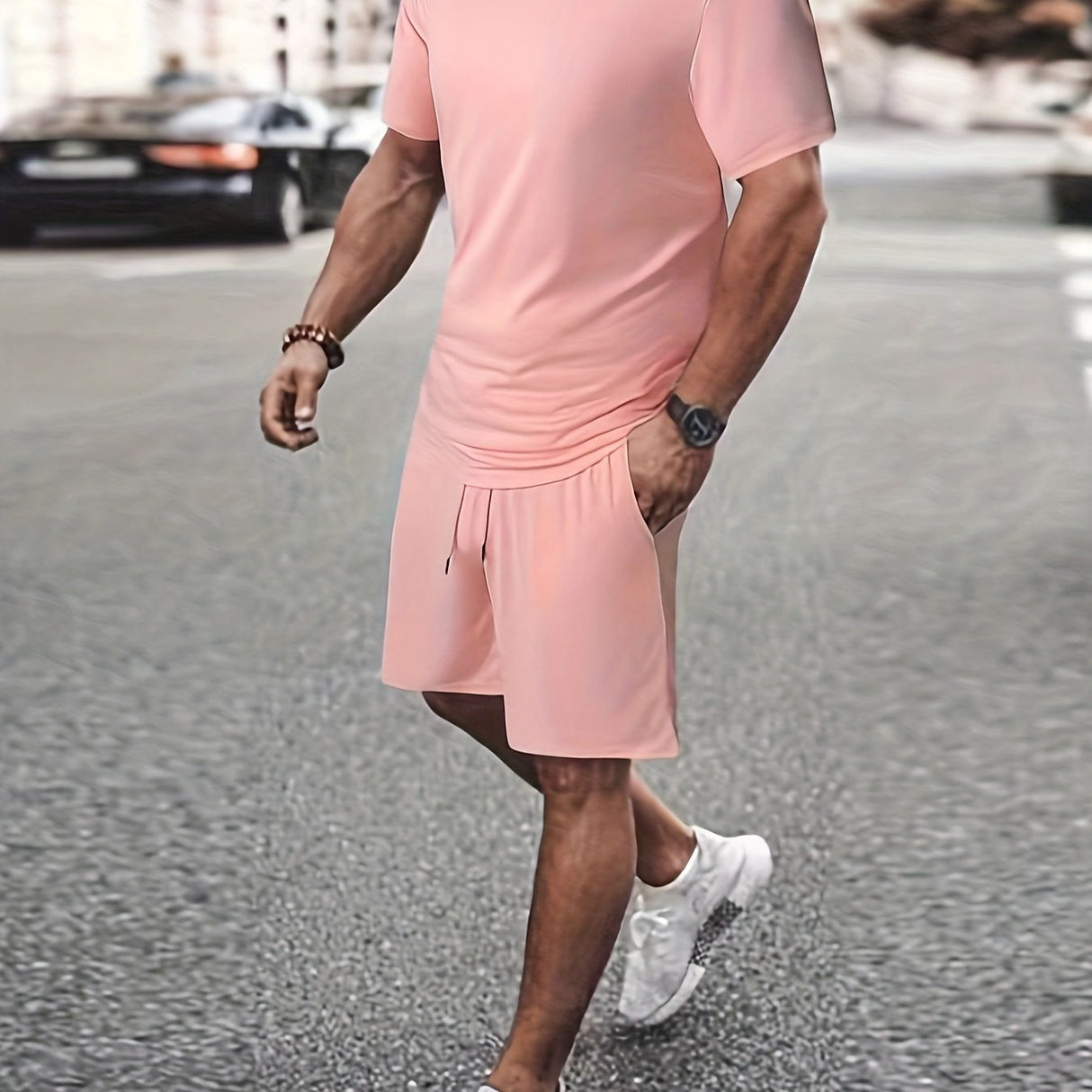 Men's Outfit, Solid Casual Crew Neck Short Sleeve T-Shirt & Drawstring Shorts 2-piece Set For Summer Outdoor Activities - Lootquake