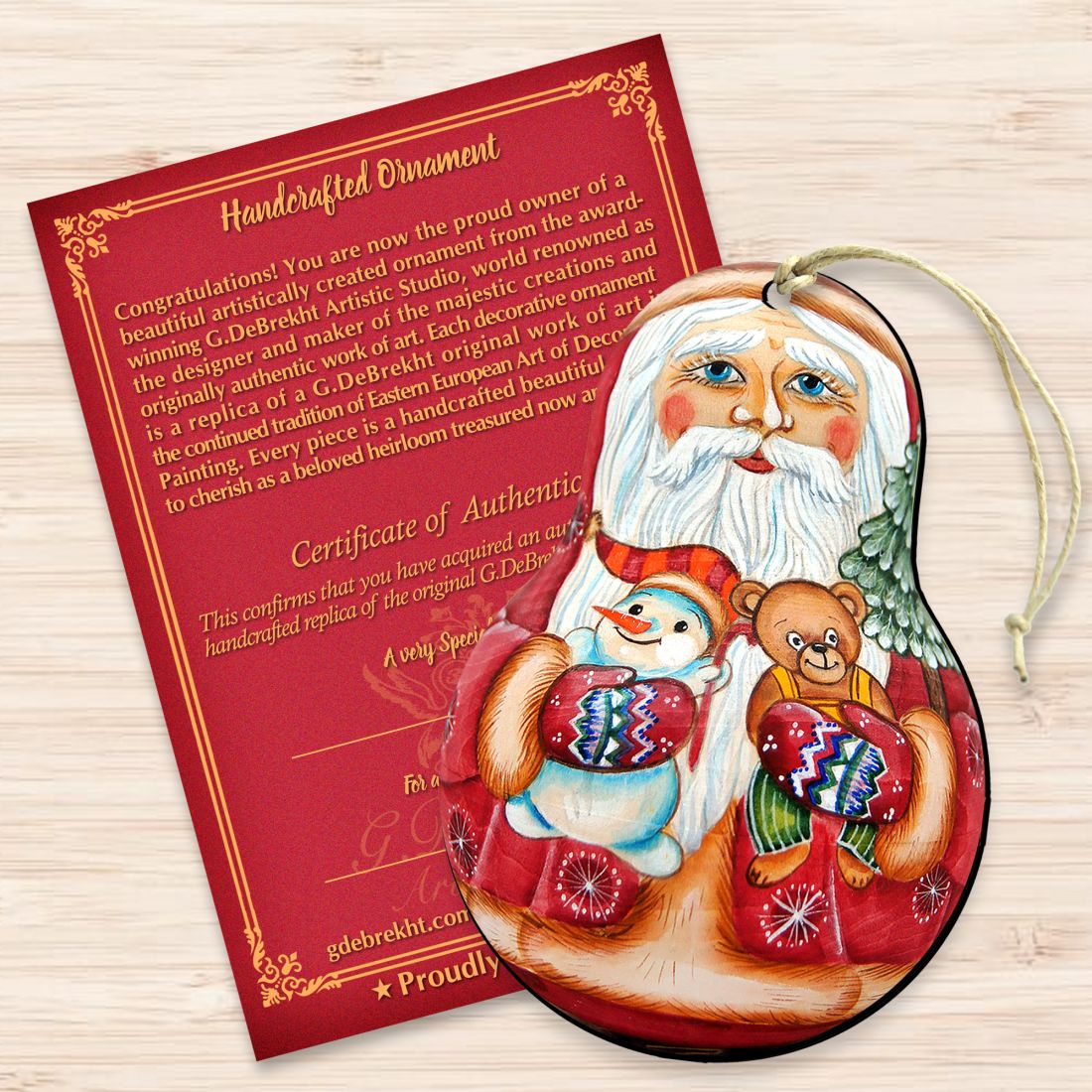 Santa Doll Christmas Wooden Ornaments by G. DeBrekht - Christmas Santa Snowman Decor - 8115011