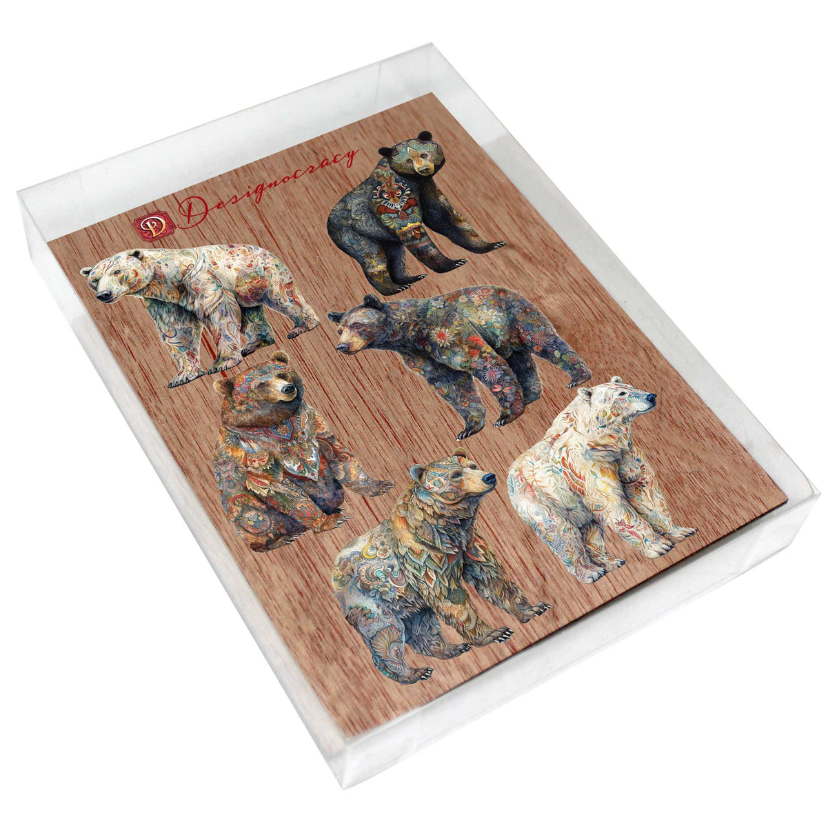 Bear Parade Decorative Wooden Magnets Set of 6 by G. Debrekht - Wildlife Decor - 8090106G-S6