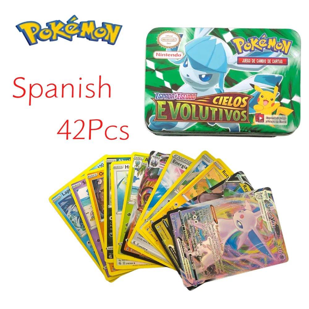 42pcs/set Iron Metal Box Pokemon TAKARA TOMY Battle Toys Lost Origin Pokemons Box with Pikachu Game Anime Bank Cards for Childre