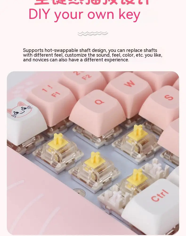 Wireless Bluetooth E-sports Games Cute Mini Office Mechanical Keyboard - Lootquake