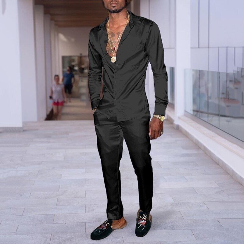 Hip Hop Hong Kong Style Fashion 3D Printing Casual Long Sleeve Shirt Suit - Lootquake