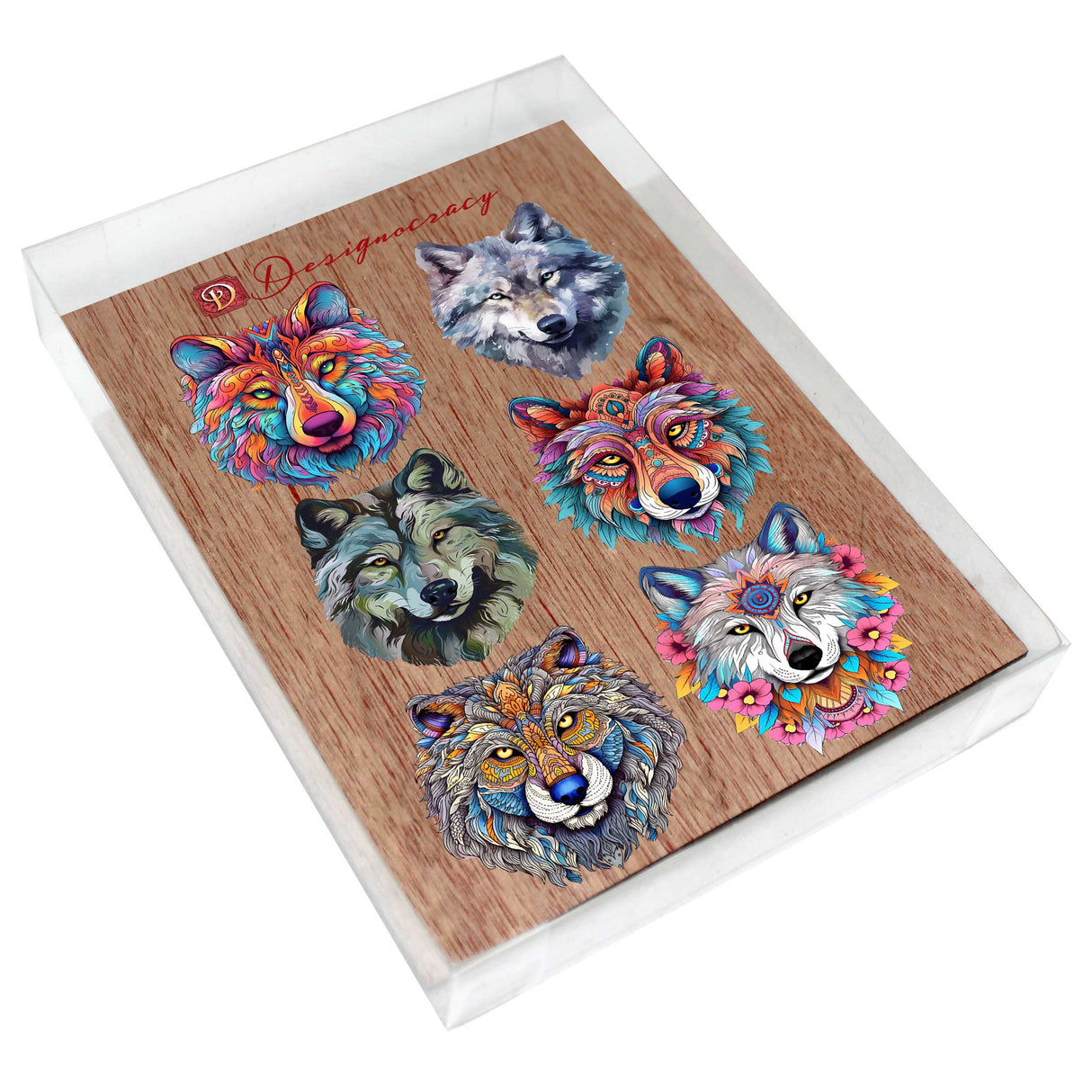 Enigmatic Wolves Decorative Wooden Magnets Set of 6 by G. Debrekht - Wildlife Decor - 8090113G-S6