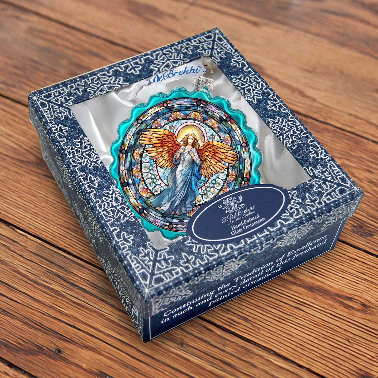 Love Harmony Angel Wreath Glass Ornament by G. Debrekht - Nativity Holiday Decor - 759-054