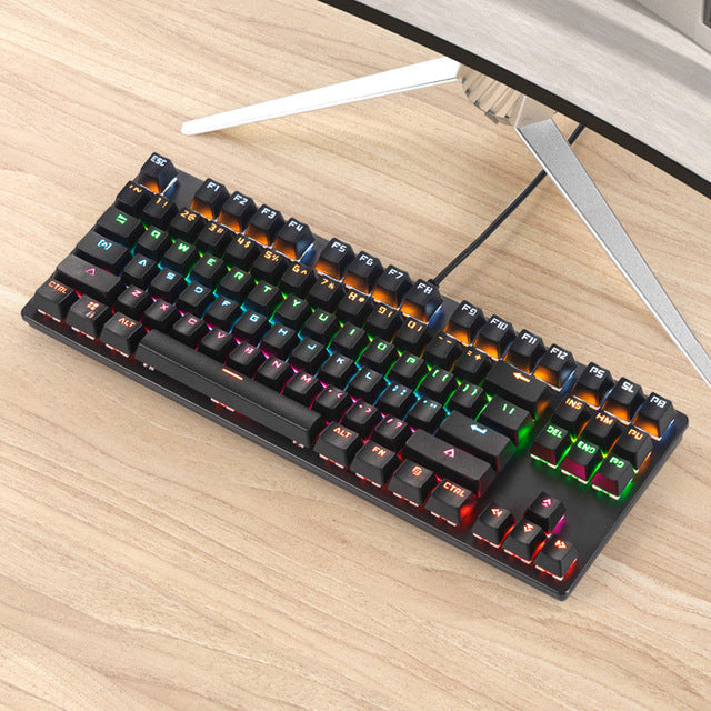 87-Key Mechanical Keyboard with Green Switches - Desktop Non-Punch Design