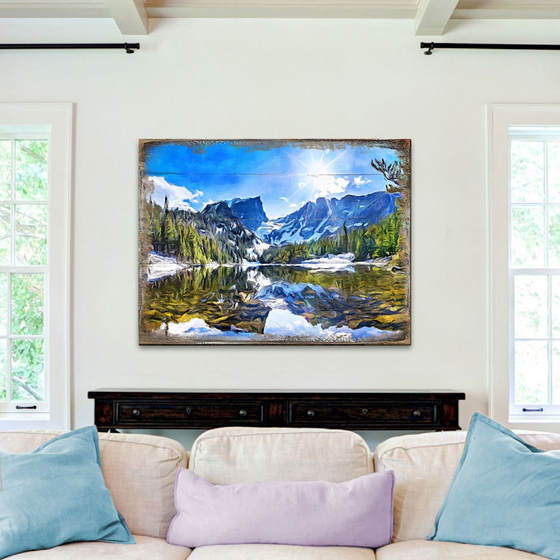 Arte mural de madera con montañas y bosques de Nature Wonders - Decoración de vida silvestre - 95237B