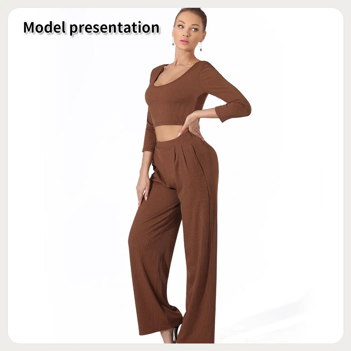 Women's Fashion Simple Solid Color Top Pants Set - Lootquake