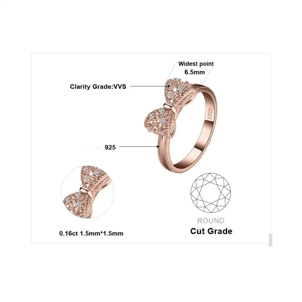 Three-dimensional Bow Ring Women's Rose Gold Simple - Lootquake