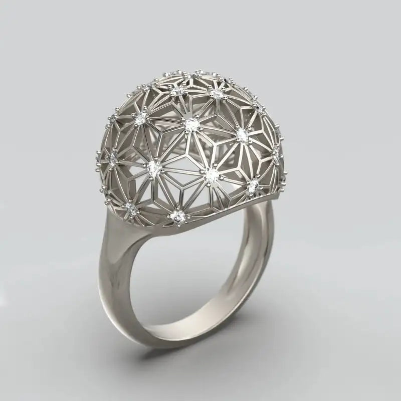 Hollow Spherical Diamond-studded Ring Design - Lootquake