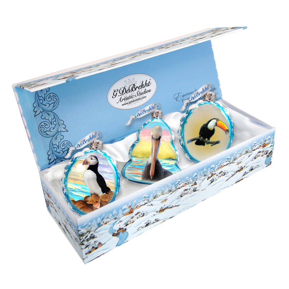 Seabirds Mercury Glass Ornaments Set of 3 by G. DeBrekht - Coastal Holiday Decor - 770123S3