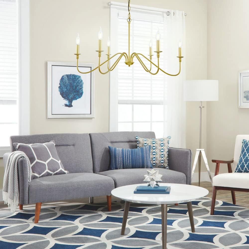 Gold Chandelier, 6-Light Chandelier for Dining Room, Bedroom, Foyer, Living Room, Kitchen Island, Entryway, Office, Bar,Farmhouse Decor-0