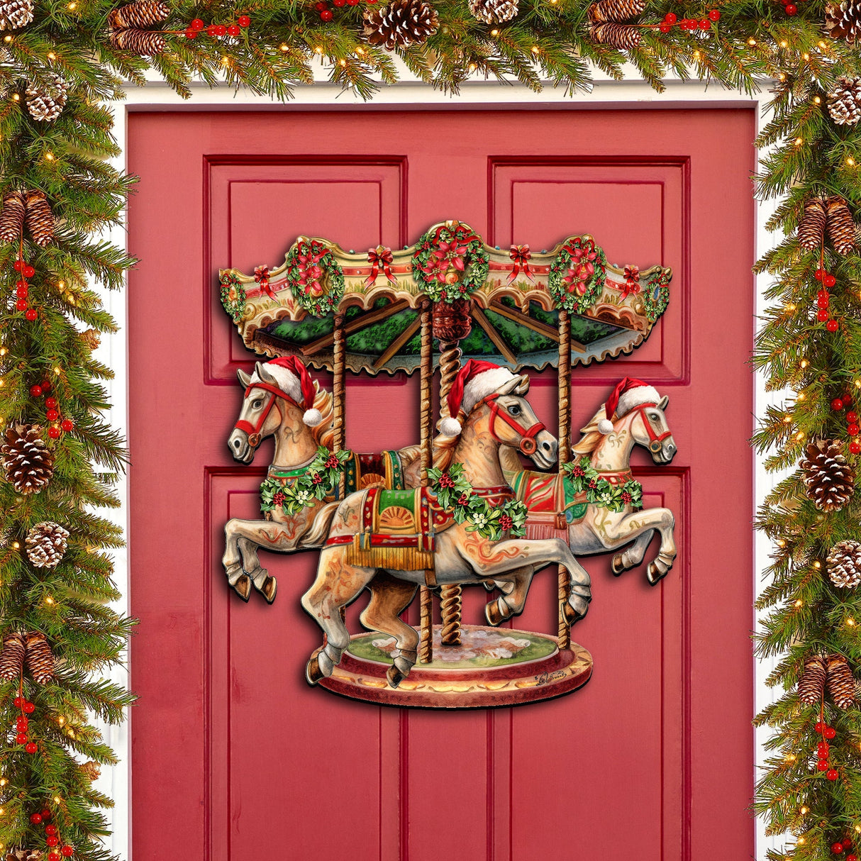 Christmas Carousel Holiday Door Decor by G. Debrekht - Christmas Decor - 8611030H