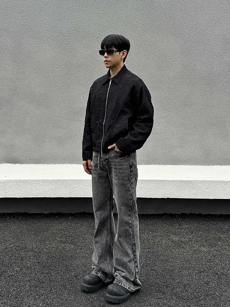 Washed Distressed Gray Skinny Jeans Men's Straight Pants - Lootquake