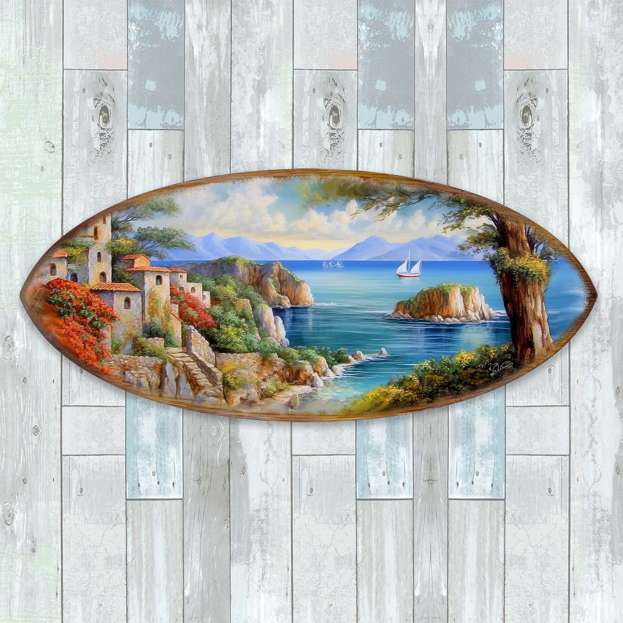 Coastal View Surfboard Coastal Wall Art by G. DeBrekht - Coastal Holiday Decor - 8490131HS