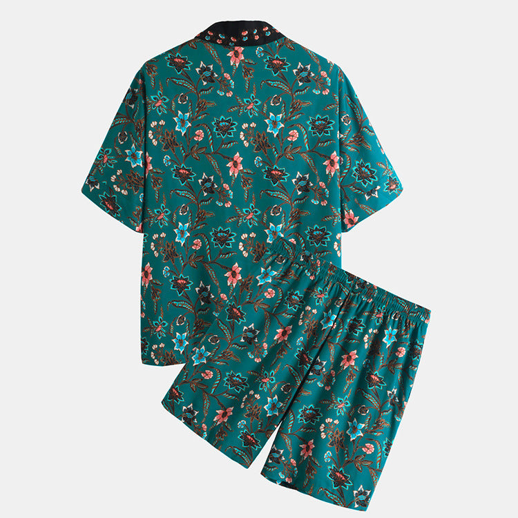 Men's Beach Style Casual Short Sleeve Shirt Pants Set - Lootquake