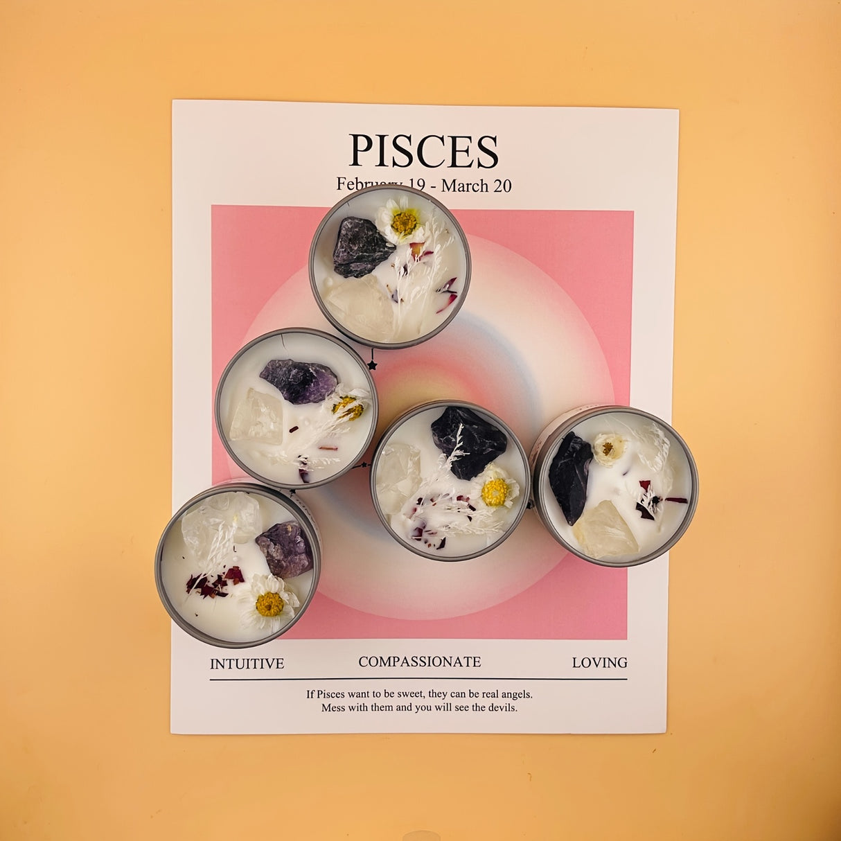 Handcrafted Libra Zodiac Scented Candle with Dried Flowers & Blue Wind Chime Fragrance - Ideal for Meditation, Yoga & Tarot - Perfect Gift for Christmas, Halloween, Easter & New Year -