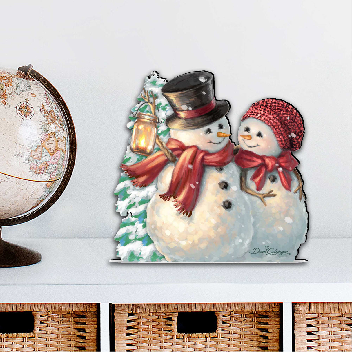 Decoración navideña para puerta "Mucho amor por la nieve" de D. Gelsinger - Decoración navideña de Papá Noel y muñeco de nieve - 8461011H-1708