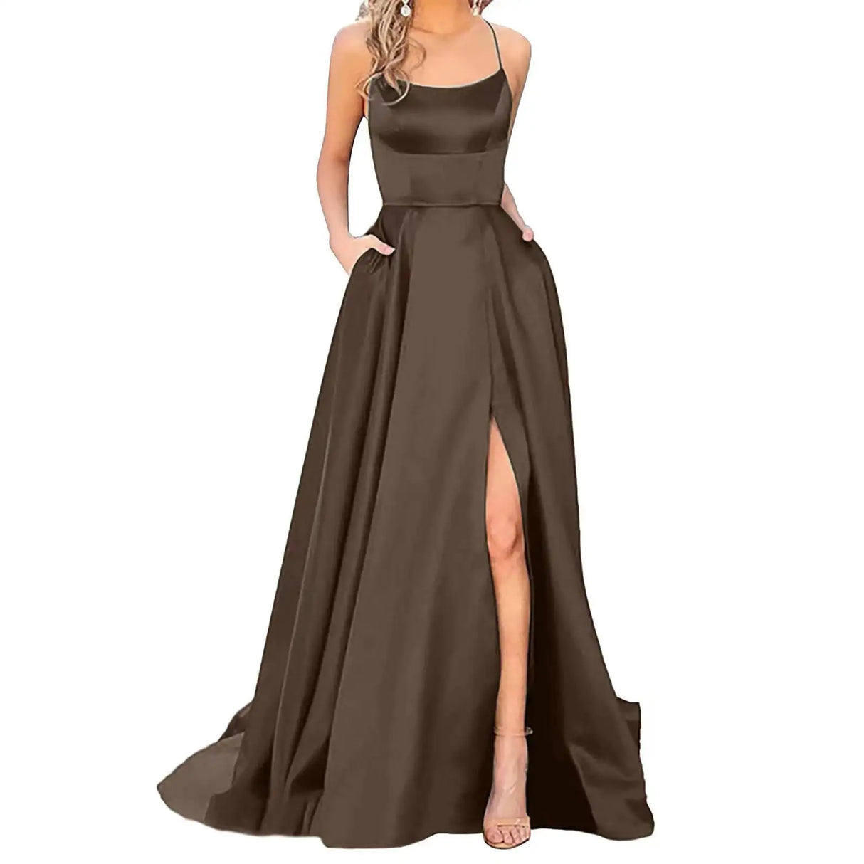 Solid Color Long Slimming And Shoulder Hollow Girlfriends Fashion Bridesmaid Party Dress - Lootquake