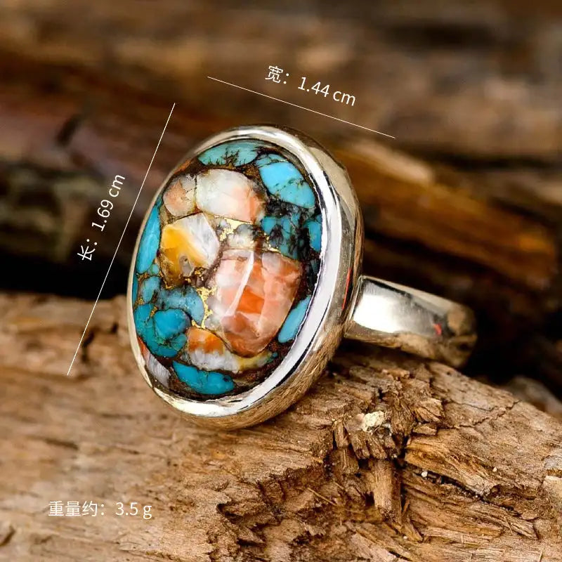Oval Color Turquoise Ring Copper Niche - Lootquake