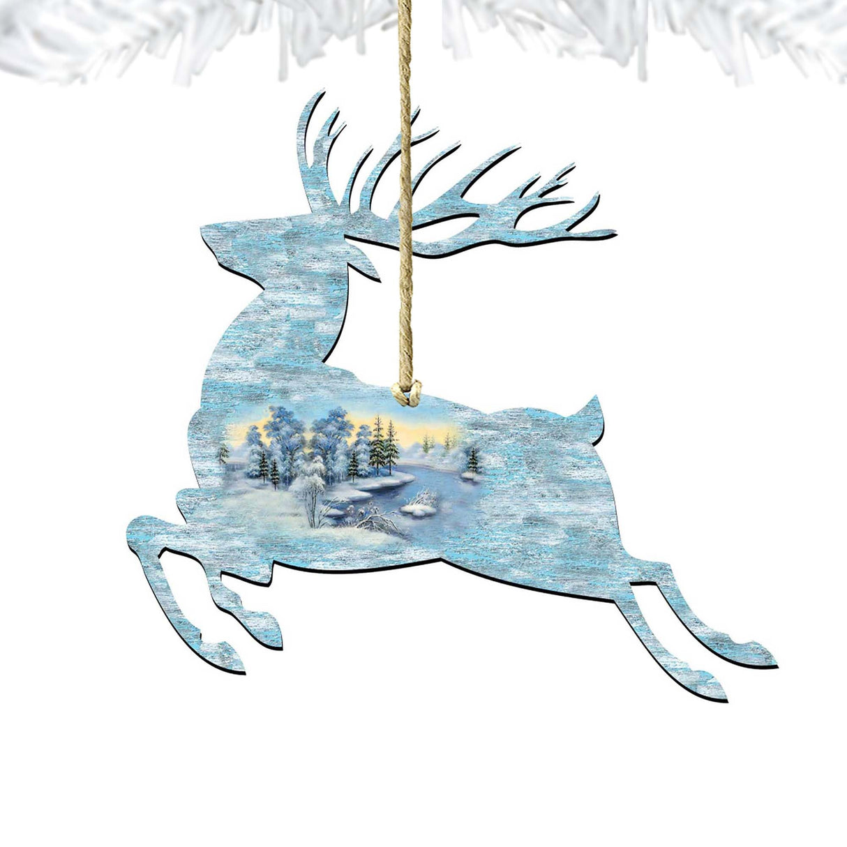 Prancing Deer Wooden Ornaments by G. DeBrekht - Wildlife Holiday Decor - 8198211-1
