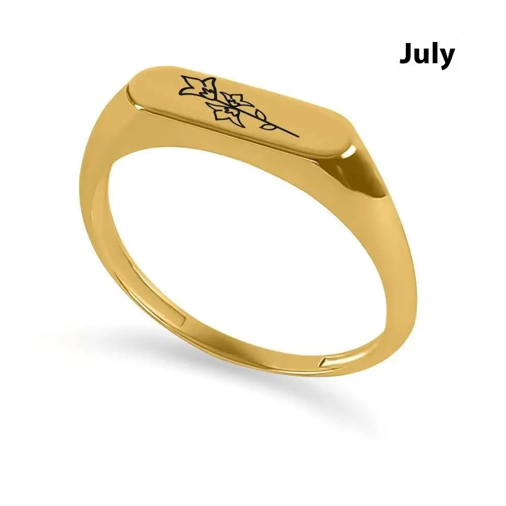 December Flowers And Plants Ring Stainless Steel Creative - Lootquake